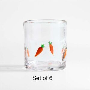 Crate & Barrel Carrot Icon 14-oz. Double Old-Fashioned Glass- Set of 6